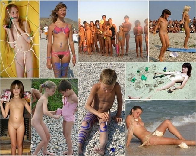 Kleines Kind erhält gemaltes Nudisten galerie foto [FKK-Archiv]